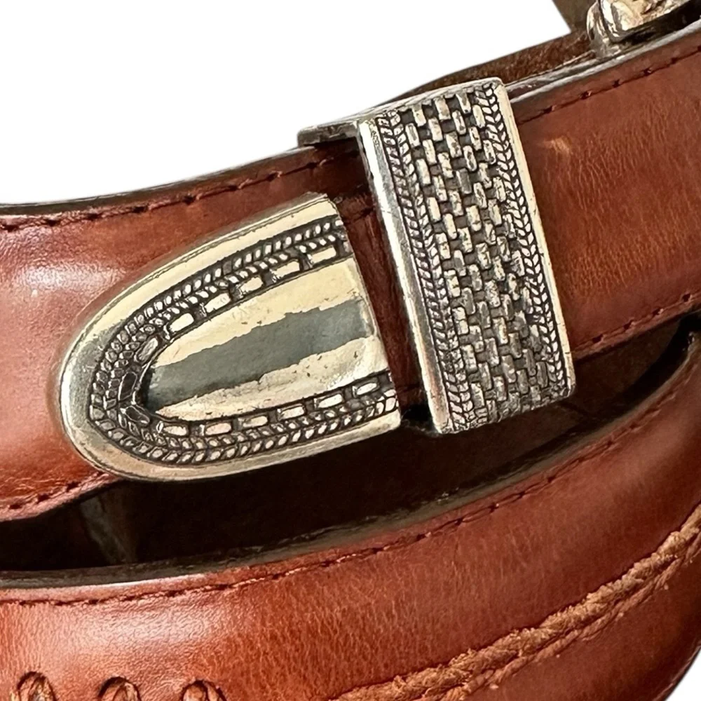 Onyx by Brighton Men's Leather Belt Centered Braided Detail British Tan Size‎ 36